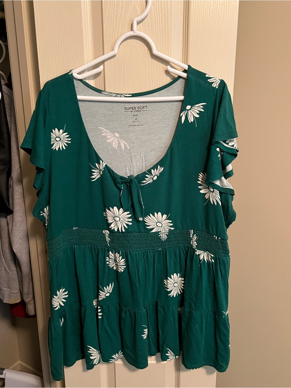 torrid green Floral shirt with Tie Front